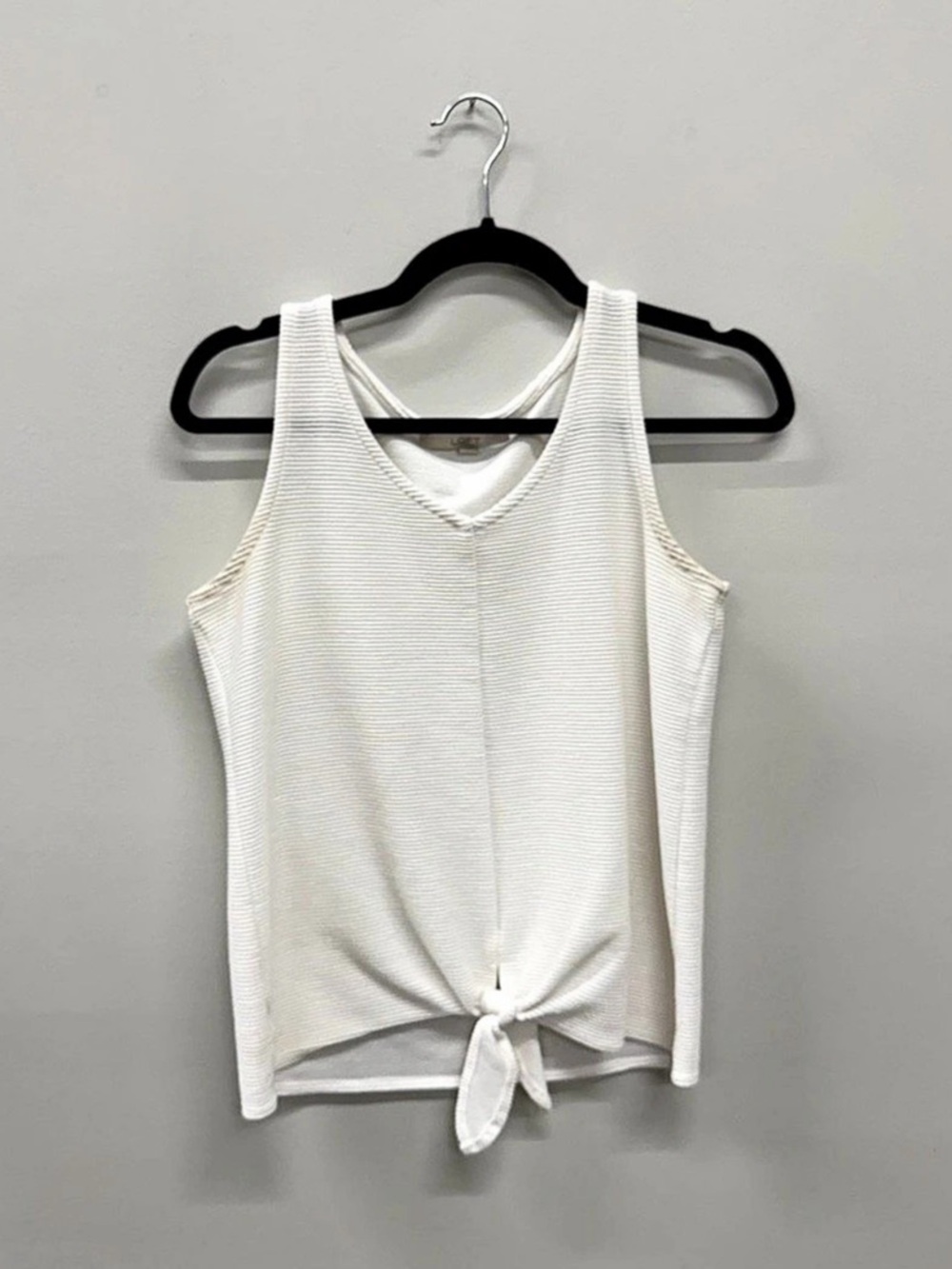 LOFT Striped Tie-Front Tank in White Size Small